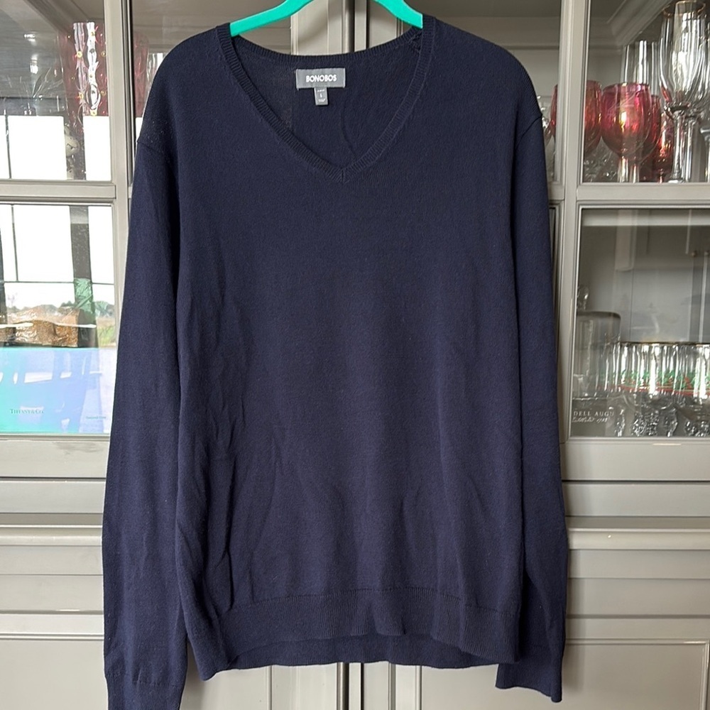 Bonobos Men's Navy Cashmere Blend Vneck Sweater